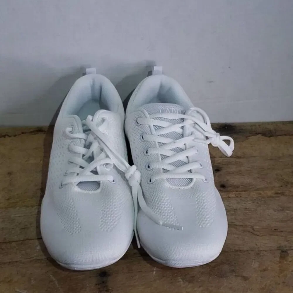 Cadidl Womens White Low Top Lace-Up Cheerleading Dance Athletic Sneakers Size 42